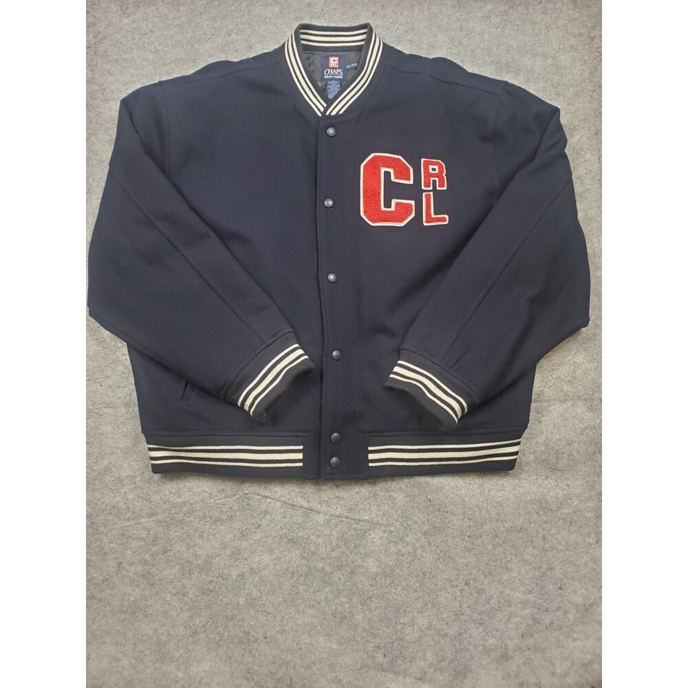Vintage Chaps Ralph Lauren Men's XXL Varsity Letter Jacket Navy Blue